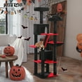thumbnail image 5 of Pefilos 70" Large Cat Tree for Indoor Cats, Multi-Level Cat Tower Cat Scratching Post with 2 Perches, 2 Condos, Hammock and 2 Pompoms, Black, 5 of 8