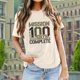 thumbnail image 3 of Camiseta informal de mujer con estampado de corazones de San Valentín, cuello redondo y manga corta: tejido suave, diseño adorable para San Valentín o para el día a día, 3 of 5