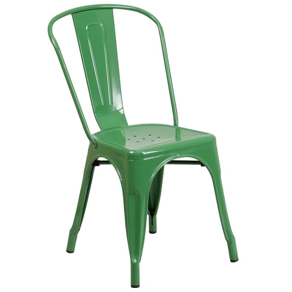 Bowery Hill Stackable Metal Dining Side Chair in Green