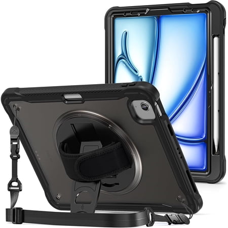 ProCase Heavy Duty Case with Rotatable Kickstand for iPad Air 11 inch (M2) 2024/ Air 5th Gen/ Air 4th Gen 10.9" & iPad Pro 11" 4th/3rd/2nd/1st Gen -Black