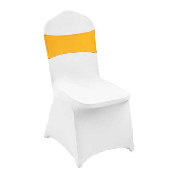 Stretch Spandex Chair Covers 50 Set - White - Folding Chair Slipcovers for Wedding Banquet Party - Universal Fitted Protective Covers with Sashes