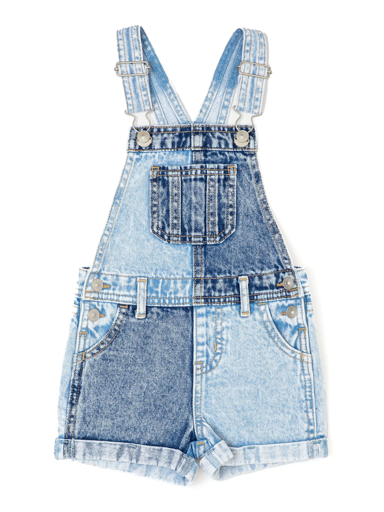 Wonder Nation Toddler Girls Denim Shortall, Sizes 2 Toddler-18 Months