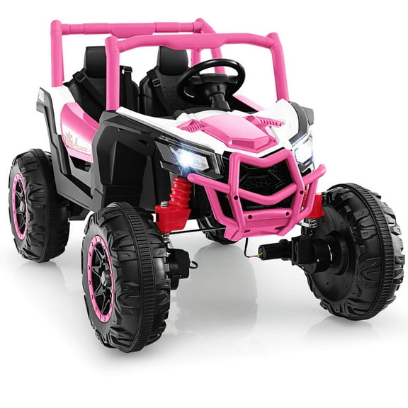 Gymax 24V Kids Ride on UTV w/ 4 x 100W Powerful Engine Remote Control High/Low Speed Pink