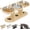 Wood, variant on Anti-Slip Elevated 3-Bowl Pet Feeder Set, Raised Cat and Small Dog Food Water Bowls with Stand, No Spill Multi-Pet Feeding Station Water Bowl for Wet Dry Kibble, Neck Strain Relief (Wood)