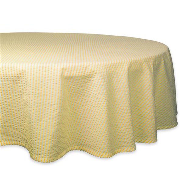 Design Imports CAMZ38936 Yellow Seersucker 70 Round Tablecloth