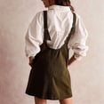 thumbnail image 6 of Women Denim Overalls Mini Dress Adjustable Shoulder Straps High Roller Skirtall Casual Jean Romper Dress Dark Green L, 6 of 8