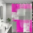 thumbnail image 2 of Hot Pink Shower Curtain, Watercolor Hot Pink Contemporary Brush Strokes Oil Painting Abstract Geometric Bathroom Curtain Bathtub Decor Waterproof Fabric with 12 Hooks, 2 of 6