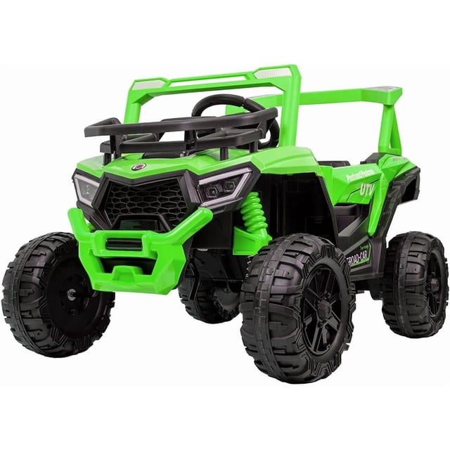 Carro Buggy Electrico Montable para Niños Carrito de Control Remoto y Manejo Directo con Luces Estereo y Pedales Funcionales con Control Remoto (Verde)