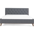 thumbnail image 2 of JERFIT King Size Upholstered Platform Bed Frame with Tall Tufted Headboard, Grey Fabric, No Box Spring Needed, 2 of 10