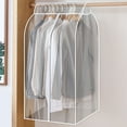 thumbnail image 2 of Bxaolu 35.5" Hanging Garment Bags for Closet Storage Large Clear Window Hanging Clothes Storage Garment Rack Cover Coat Protector for Suit, Wardrobe, Clear, 2 of 9