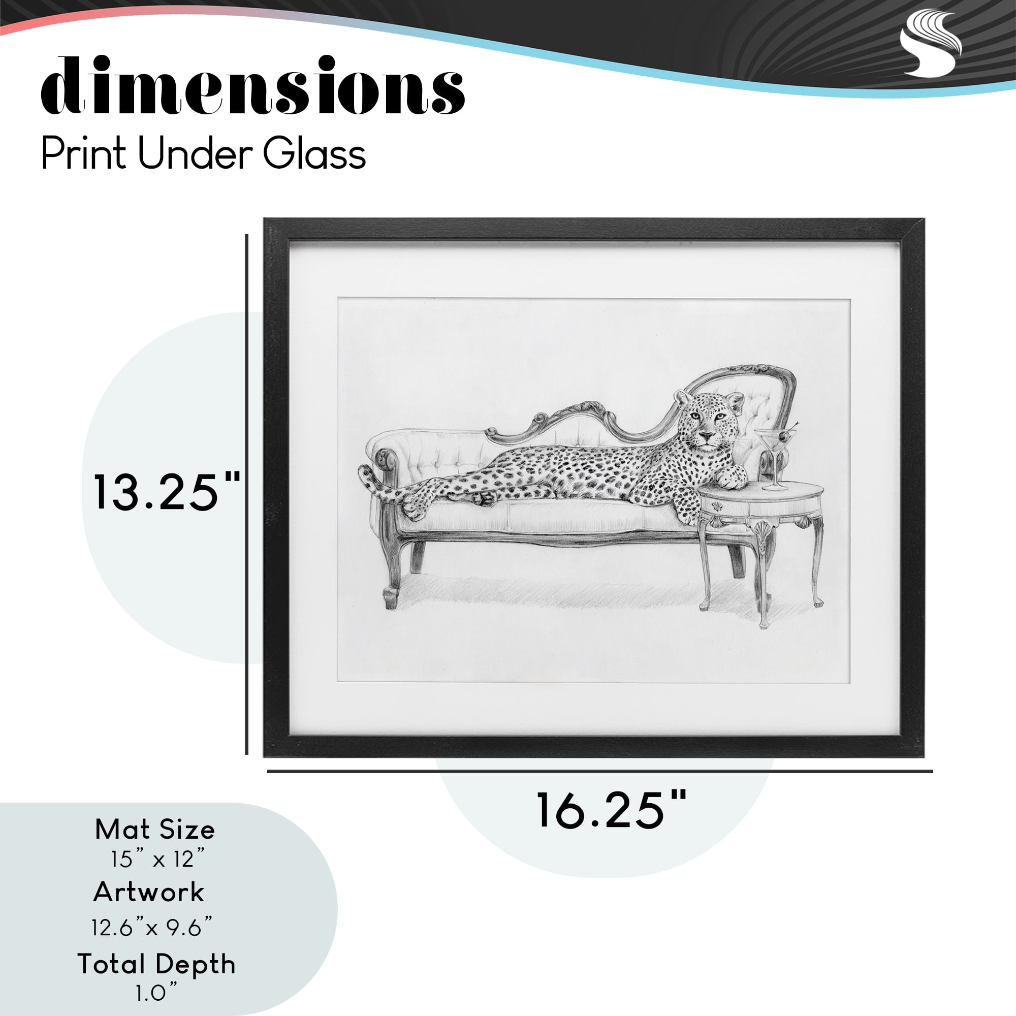 Stupell Industries Lounging Beast Cheetah Black Framed Print Under Glass, design by Victoria Barnes
