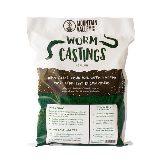 Mountain Valley Seed Company Organic Red Worm Castings Fertilizer, 0.13 cubic foot