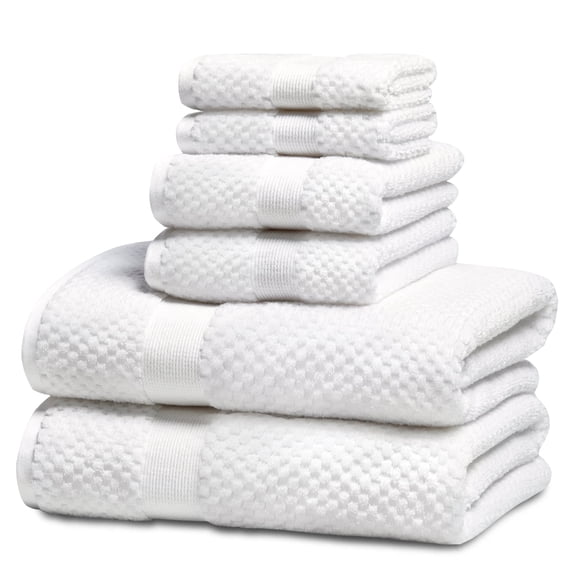 Refurbished Kingrest Bath Towel Set, 100% Premium Cotton, Highly Absorbent, Quick Drying, Elegant Weave, 8-Piece Set (2 Bath Towels, 2 Hand Towels, 4 Washcloths)