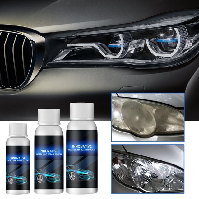 Fiudx Líquido Reparador de Faros de Coche, Herramienta para Restaurar Cristales, Eliminación de Defectos de Alto Brillo, Reparación Segura de Rayones, para Faros de Coche, Uso Manual o con Pulidora,