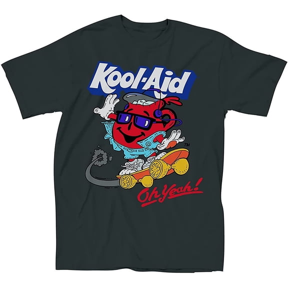 Kool-Aid Ladies Oh Yeah Shirt Drink Mix Man Oh Yeah Graphic Tie Dye T-Shirt Vintage Black, Large