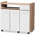 thumbnail image 1 of Baxton Studio Charmain Kitchen Cabinet in Light Oak and White, 1 of 12