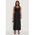 thumbnail image 2 of Womens Poplin Sleeveless Scoop Neck Tie Front Maxi Dress, 2 of 4