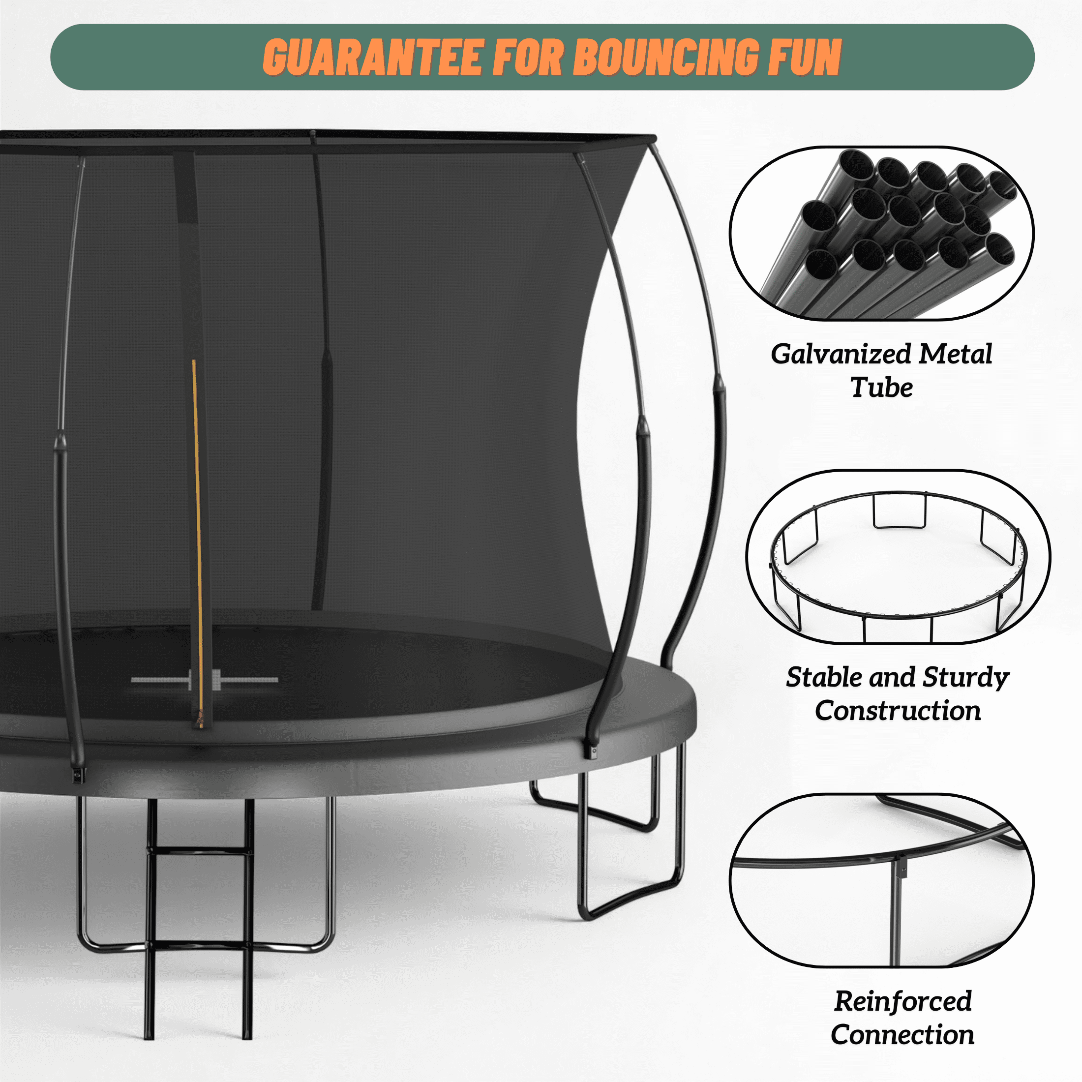 EUROCO 1500LBS Springfree 14FT Trampoline with Ladder and Storage Bag for Kids and Adults, No Gap Outdoor Trampoline for Backyard