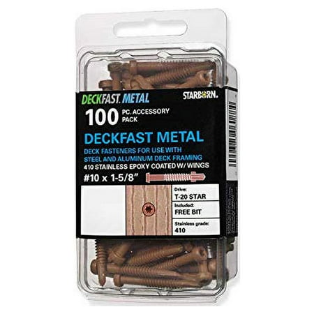 

Starborn Deckfast Deck Screws For Metal Framing - 100 Accessory Pack Cedar #10 X 1-5/8 Size