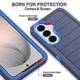 thumbnail image 4 of Petocase for Samsung Galaxy S26 Phone Case,Stripe Desgin Heavy Duty 3-Layer Military-Grade Shockproof Drop Protection Scratch Resistant Silicone Phone Cover,Navy Blue, 4 of 8