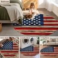 thumbnail image 6 of Vintage American Flag Round Area Rug 4 FT, Non Slip Indoor Outdoor Rug, Blue Star Red Striped Wooden Washable Soft Circular Carpet Non-Shedding Floor Mat for Coffee Table Nursery Foyer Balcony, 6 of 9