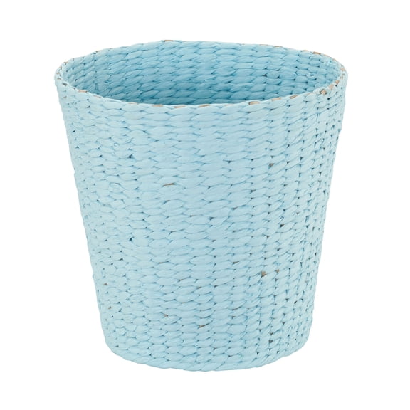 Household Essentials Wicker Waste Basket, Blue Waste Bin for Bathroom, Bedroom, Office