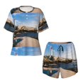 thumbnail image 5 of Wukai Lighthouse Print Women's Pajama Set - Short-Sleeve Top and Shorts with Elastic Waistband and Pockets for Loungewear, Yoga, and Casual Wear-3X-Large, 5 of 8