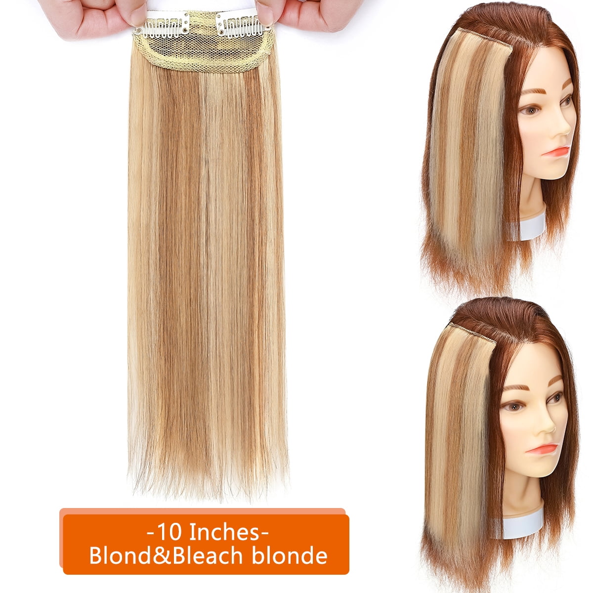 SEGO Thick Clip in Mini Human Hair Extensions for Women Adding Hair Volume Seamless Short Straight Clip in Human Hair Pad Hairpieces Topper for Thinning Hair