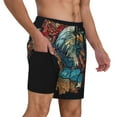 thumbnail image 2 of Balery Stained Glass Eagle USA Bañador para hombre, shorts de playa de secado rápido con entrepierna y forro de compresión-XX-Large, 2 of 6