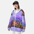 thumbnail image 5 of Goofa Colorful Purple Cosmos Flower Printed Women's UPF 50+ Sun Protection Hoodie Jacket Lightweight Long Sleeve Sun Shirt for Women with Pocket Hiking Outdoor-XX-Large, 5 of 9