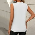 thumbnail image 3 of Top sin mangas de cuello redondo liso de verano para mujer - Corte holgado, mezcla de poliéster - Camiseta sin mangas informal para el día a día, 3 of 5