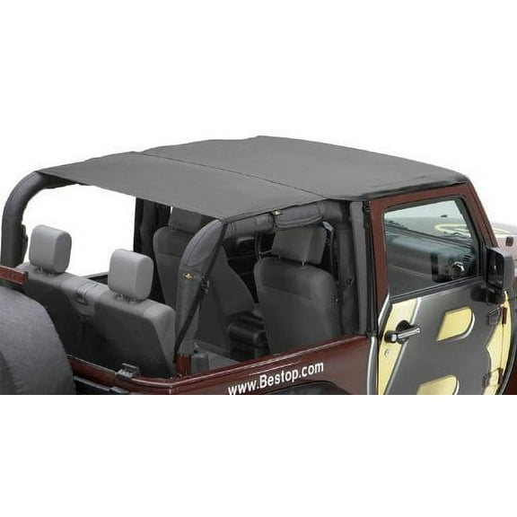 Bestop 52583-35 Jeep Wrangler 2-Door Safari Style Header Bikini Top, Black Diamond Fits select: 2011,2015-2018 JEEP WRANGLER UNLIMITED