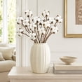 thumbnail image 6 of Artificial Cotton Stems Dried Cotton Flowers Faux Branches Farmhouse Rustic Floral Arrangement Vase Filler Wedding Home Table Decor Natural Style Decoration Living Room Shelf Accent, 6 of 6