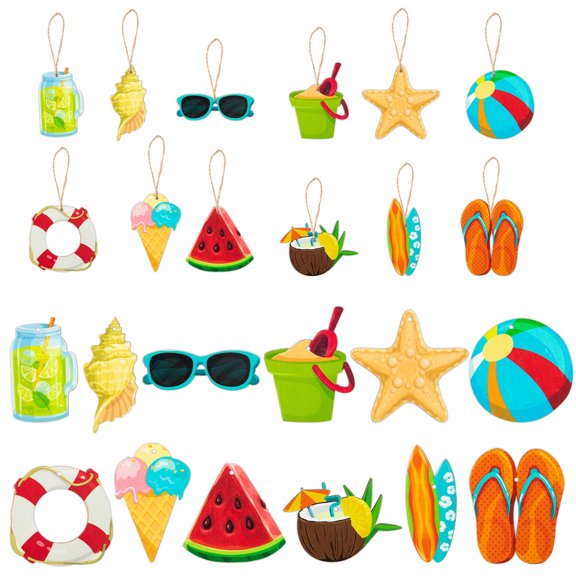 GROBRO7 Summer Wooden Hanging Pendants forParty Decor,36Count