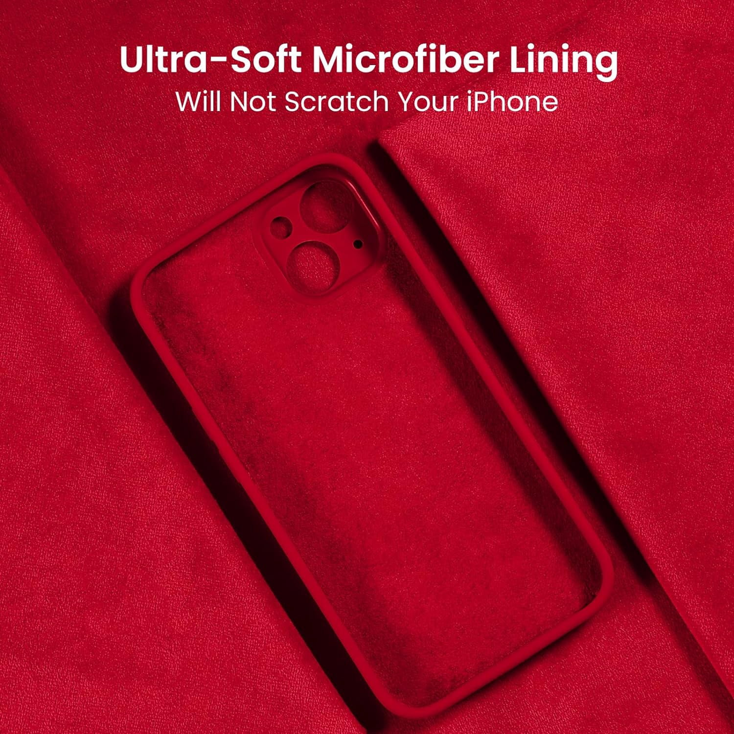 for iPhone 15 Plus Case, Silicone Upgraded [Camera Protection] Case with [2 Screen Protectors], Soft Anti-Scratch Microfiber Lining Inside, 6.7 inch, Deep Red