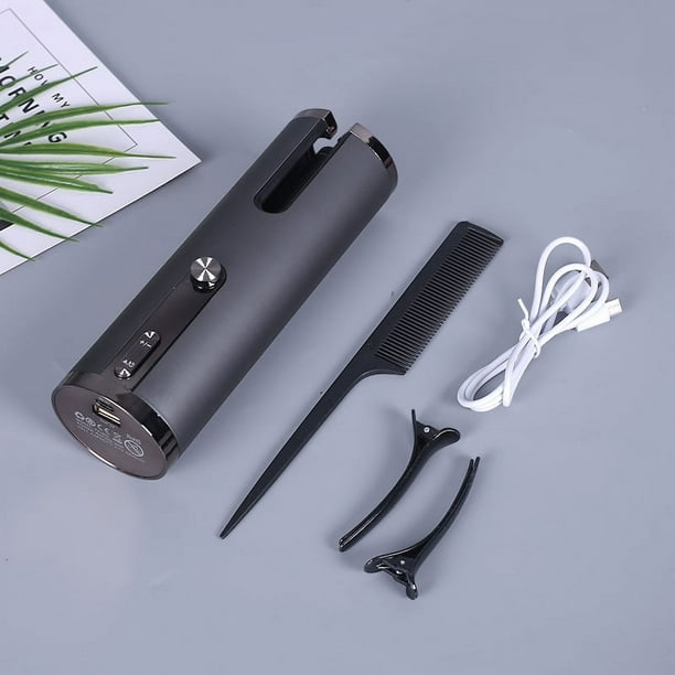 ER Rizador de pelo automático inalámbrico, rizador de pelo inalámbrico portátil, rizador de pelo, con pantalla LCD, rizador de pelo recargable por USB, 6 temperaturas ajustables oso de fresa Electrónica