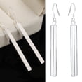 thumbnail image 4 of Grandest Birch Silver Plated Long Dangle Bar Ear Hook Wedding Bridal Women Earrings Copper, Silver Plated Silver, 4 of 5