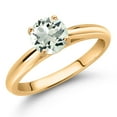 thumbnail image 2 of Gem Stone King 0.80 Ct Round Green Prasiolite 10K Yellow Gold Solitaire Engagement Ring, 2 of 4