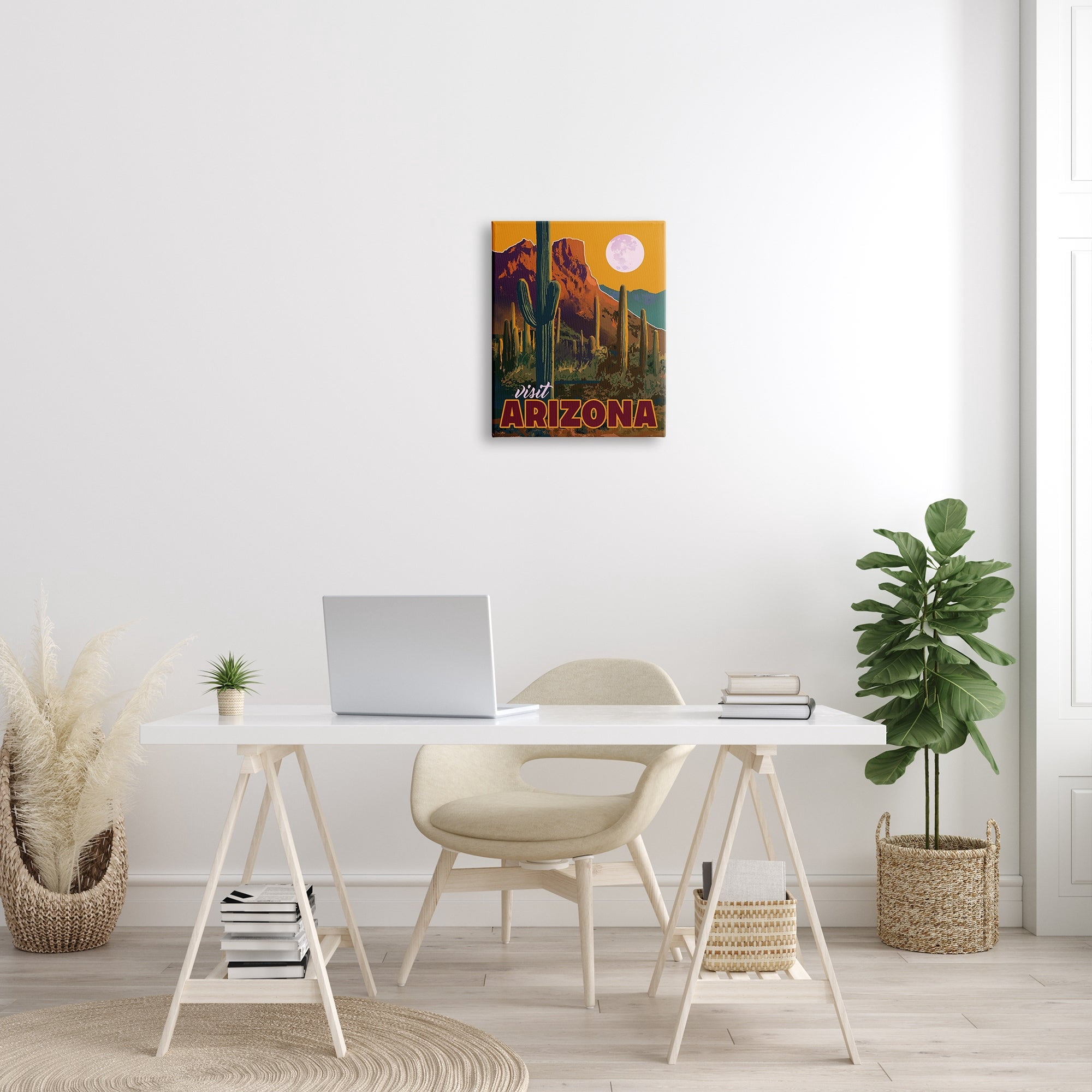 Stupell Industries Visit Arizona Brilliant Desert Sky Arid Vegetation Graphic Art Gallery Wrapped Canvas Print Wall Art, Design by David Owens Illustration