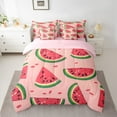 thumbnail image 2 of Manfei Red Kawaii Watermelon Bedding Comforter Set 7-Piece, Cartoon Fruit Print King Bedding Sets, Teen Boy Girl Kid Reversible Bed Sheets, Microfiber Bedroom Decor, 2 of 7