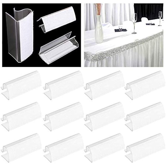 50 Pcs Table Skirting Clips Tablecloth Clamps With Hook And Loop For 3/4-1 Inch Edge Table Skirt Hook Fastener For Indoor Outdoor Events