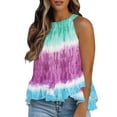 thumbnail image 2 of Women Tops Dressy Casual, Women's Flowy Peplum Tank Tops Casual Sleeveless Ruffle Babydoll Blouse Shirt Tie Dye Color Block Tank Tops Vest, 2 of 5