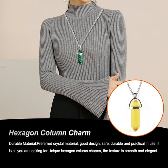 Hexagon Colonne Charme Femmes Trouvailles Vacances Anniversaire Pendentifs Pendentifs en Cristal pour Bracelet Boucles d'Oreille Décorations TRansparent Jaune