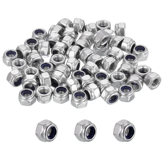 50 Pcs Écrous de Verrouillage M4x0.7mm, Insert en Nylon Inoxydable 316 Autobloquant
