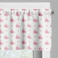 thumbnail image 3 of Ambesonne Cartoon Valance Pack of 2, Hearts and Whales Love Art, 42"X12", White and Pink, 3 of 5