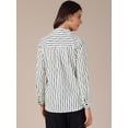 thumbnail image 4 of DARING DIVA Women's Striped Button Down Long Sleeve Elegant Work Shirt S White Black, 4 of 6