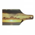 thumbnail image 1 of Ocean Cutting Board, Boat in the Oceannd Cloudy Skyt Sunset Digital Image Print, Decorative Tempered Glass Cutting and Serving Board, Wine Bottle Shape, Grey and Marigold, by Ambesonne, 1 of 1