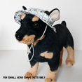 thumbnail image 4 of Harikaji Small Dog Round Hat, Pet Caps with Ear Hole, Brim Bucket Cat Hat Outdoor Sun Protection Neck Strap Adjustable for Small Medium Puppy Doggy Cats Mahjong S, 4 of 5