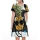 thumbnail image 1 of Fotbe Pineapple With Black Glasses Vestido Largo de Moda para Mujer, Vestido Tipo Camiseta con Manga Corta y Estilo Casual a Rayas y Bloques de Color, 1 of 6