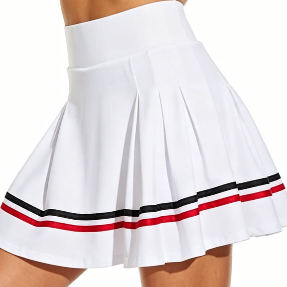 FRSASU Women's Pleated Tennis Skirt High Waisted Lightweight Flowy Athletic Built in Lining Golf Skirts with Pockets White